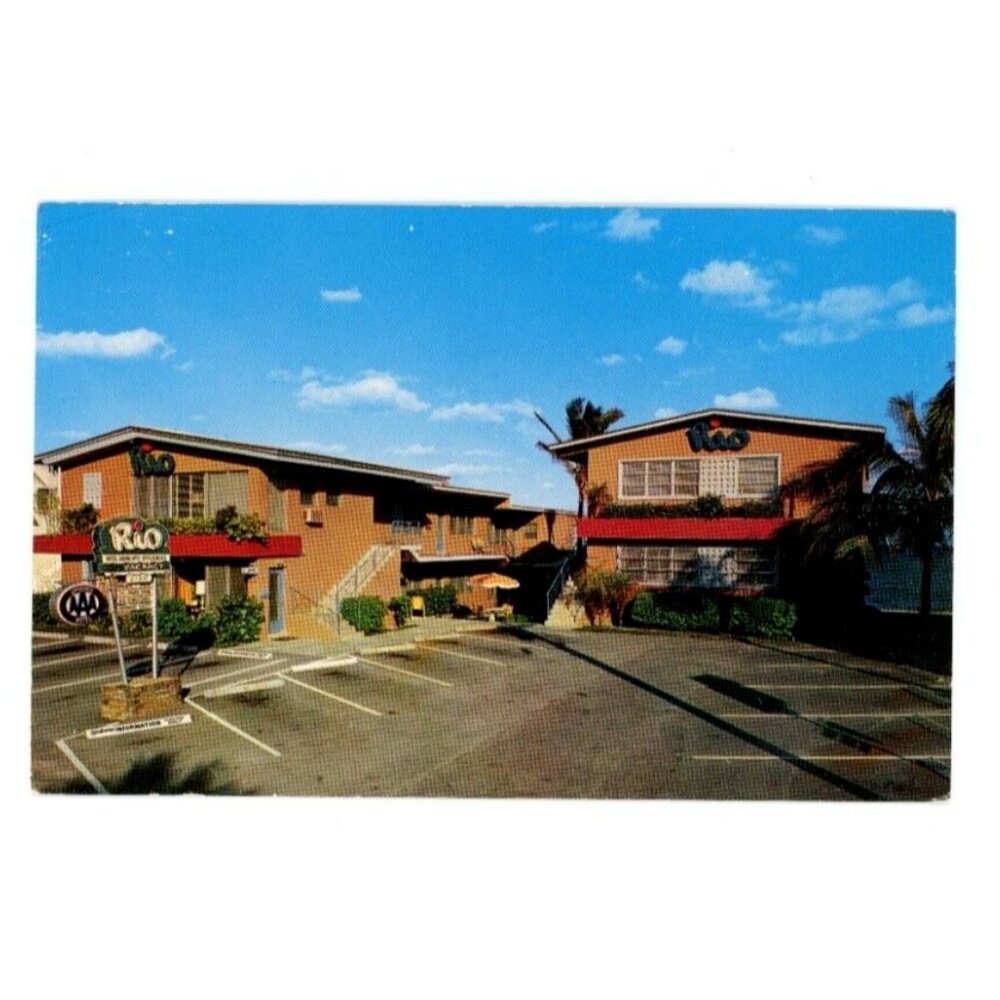 Postcard  Rio Apartment 2120 N Atlantic Blvd Fort Lauderdale Florida Chrome era